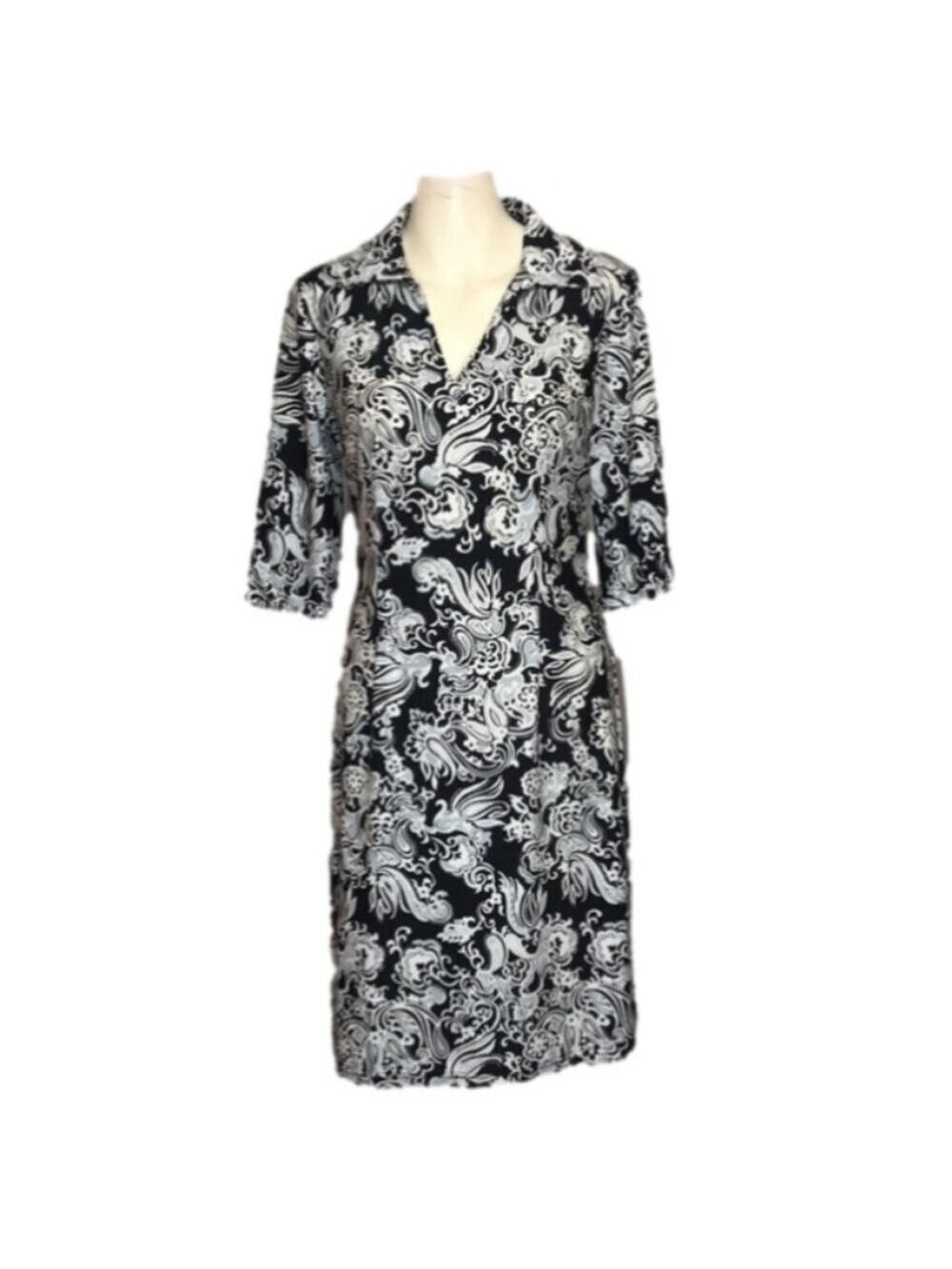 Jude Connolly Black Gray Paisley Print Dress Size Small